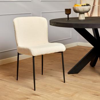 ronde tafel mango zwart 130 cm en 4 stoelen wit