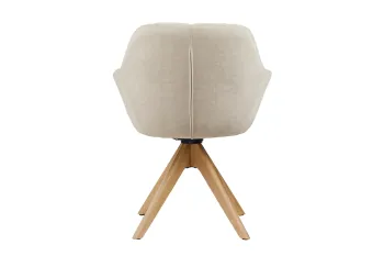 draaibare stoel beige velvet houten poten