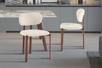eetkamerstoel beige walnoot