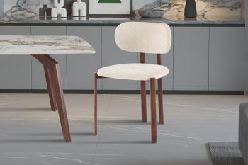 eetkamerstoel beige walnoot