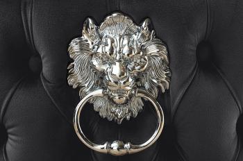 Deluxe stoel zwart fluweel met leeuwenkop zwarte poten