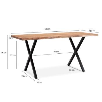 eetkamertafel acaciahout 160 cm kruispoten