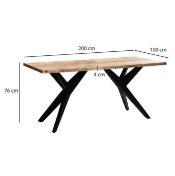 Eettafel acaciahout 200 cm met design poten