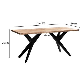 Eettafel acaciahout met design onderstel 160 cm