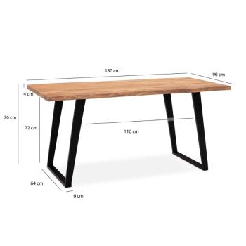 eetkamertafel acaciahout 180 cm schuine poten
