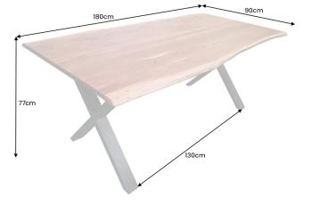 Eettafel acaciahout X poten 180 cm 26mm