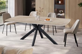 Eetkamertafel keramiek deens ovaal beige 200 cm