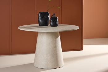 Ronde eettafel beige marmerlook 120 cm
