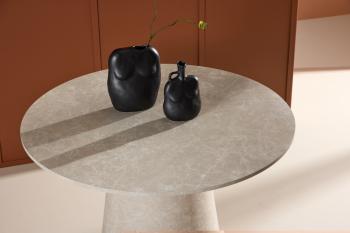 Ronde eettafel beige marmerlook 120 cm