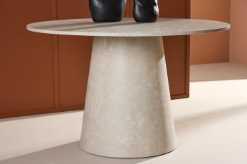 Ronde eettafel beige marmerlook 120 cm