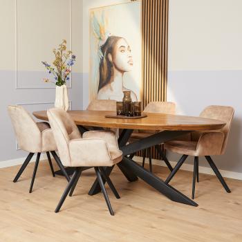 Ovale tafel mangohout 210 cm