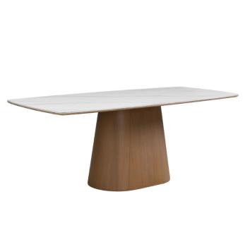 eettafel bruin met wit marmerlook keramiek 200 cm