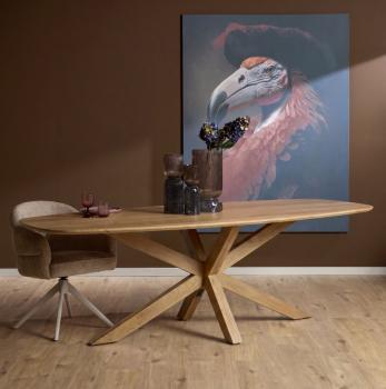 Eettafel compleet mangohout Deens ovaal 210 cm