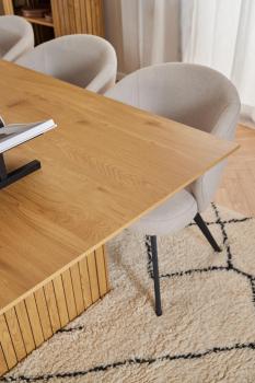 Eettafel eiken kleur met lamellen look 210 cm