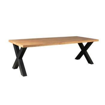 Mango eettafel 220 cm X poot vooraanzicht