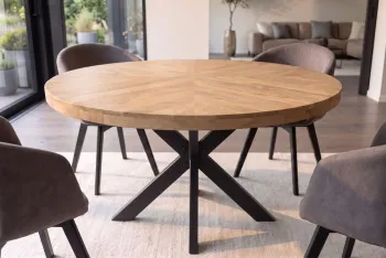Ronde eettafel licht mangohout cremekleur 120 cm