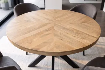 Ronde eettafel licht mangohout cremekleur 120 cm