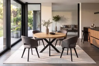 Ronde eettafel licht mangohout cremekleur 120 cm