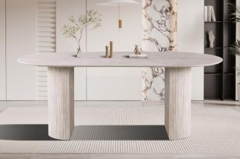 Ovale eettafel travertin 200 cm