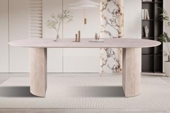 Eettafel travertin beige 220 cm