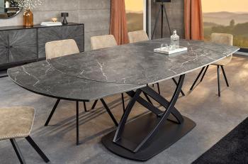 Uitschuifbare Eettafel antraciet marmer keramiek 130-190 cm