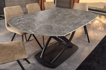 Uitschuifbare Eettafel antraciet marmer keramiek 130-190 cm