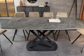 Uitschuifbare Eettafel antraciet marmer keramiek 130-190 cm