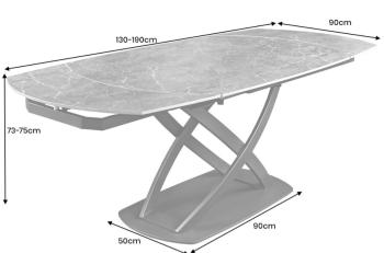 Uitschuifbare Eettafel antraciet marmer keramiek 130-190 cm