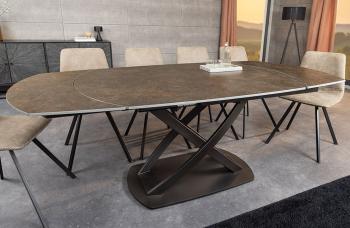 Uitschuifbare Eettafel brons keramiek 130-190 cm