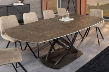 Uitschuifbare Eettafel brons keramiek 130-190 cm