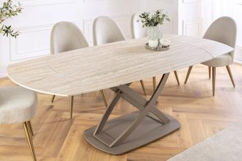 Uitschuifbare eettafel keramiek travertin 130-190 cm