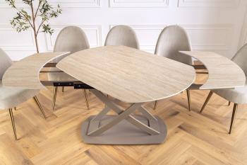 Uitschuifbare eettafel keramiek travertin 130-190 cm