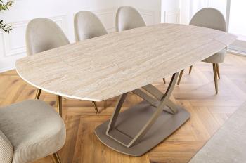 Uitschuifbare eettafel keramiek travertin 130-190 cm