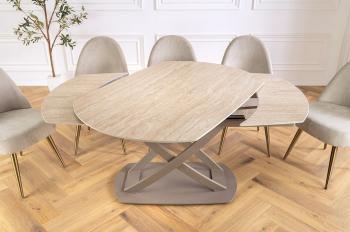 Uitschuifbare eettafel keramiek travertin 130-190 cm