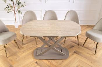 Uitschuifbare eettafel keramiek travertin 130-190 cm