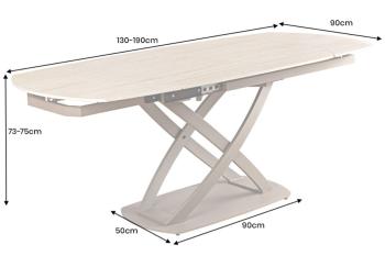 Uitschuifbare eettafel keramiek travertin 130-190 cm