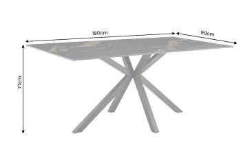 Eettafel keramiek zwart en bruin marmerlook 180x90 cm