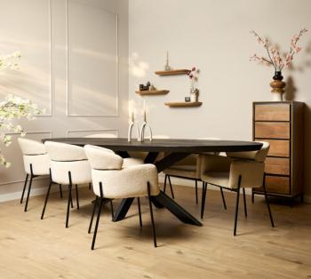 Ovale mango tafel zwart 300 cm