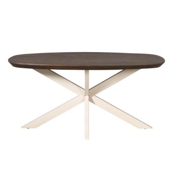 Deens ovale eettafel donkerbruin met zandbeige poten 160 cm