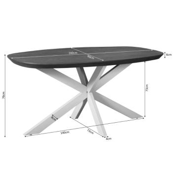 Deens ovale eettafel donkerbruin met zandbeige poten 160 cm