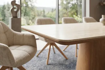 ovale tafel eiken met travertin keramiek 200 cm