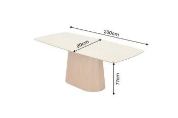 ovale tafel eiken met travertin keramiek 200 cm