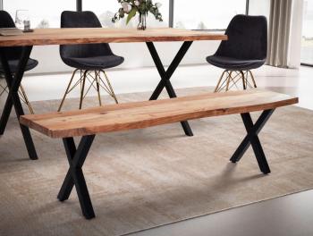 eettafelbank acaciahout kruispoten 160 cm
