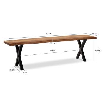 eettafelbank acaciahout kruispoten 140 cm