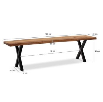 eettafelbank acaciahout kruispoten 160 cm