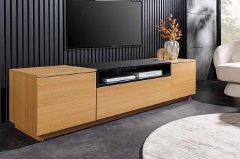 TV-meubel eiken kleur zwart accent 160 cm
