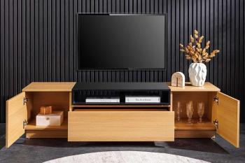 TV-meubel eiken kleur zwart accent 160 cm
