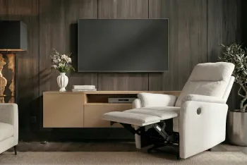 electrische fauteuil beige stof