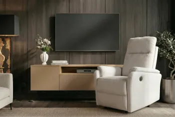 electrische fauteuil beige stof