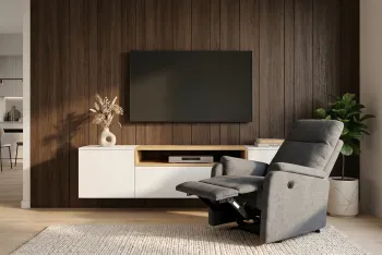 electrische fauteuil grijs stof